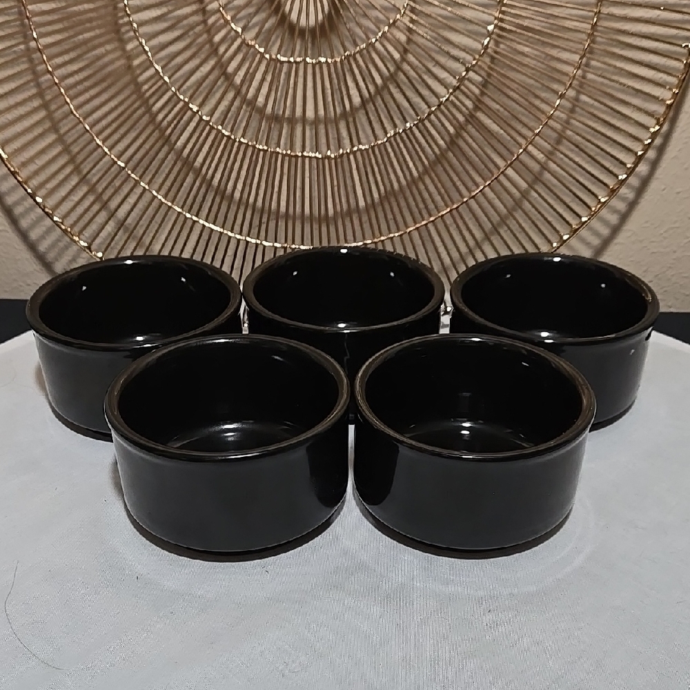 Bodum Set Of Five Stoneware Black Stacking Ramekins/Dessert Bowls